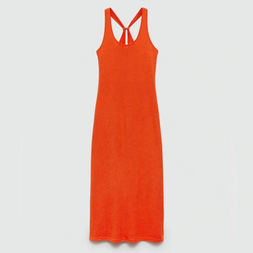 Mango orange cross back knitted dress NWT - Picture 2 of 5